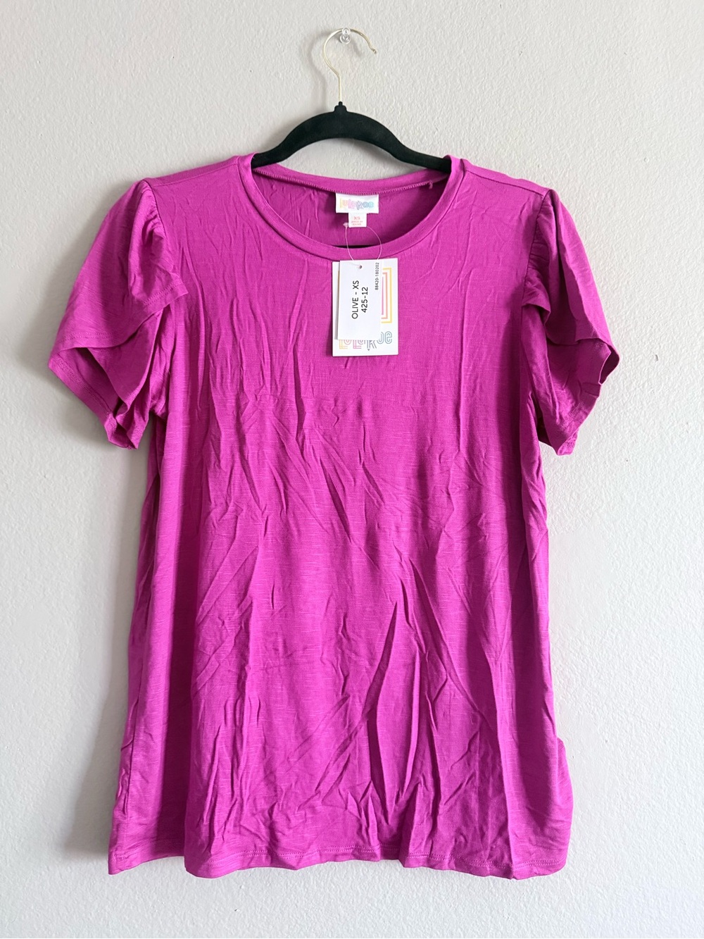 LuLaRoe Classic Crew Neck Short Sleeve Top - Berry Pink